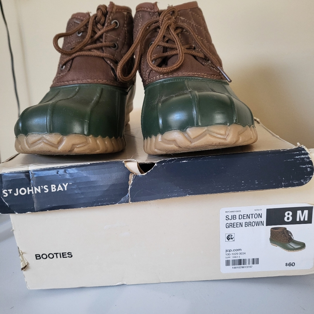 St. John's Bay Denton Green and Brown Booties